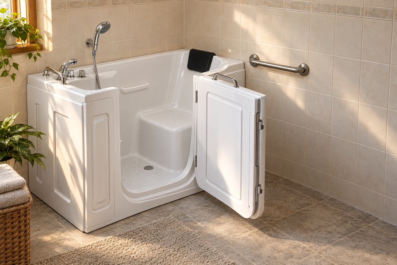walk-in tub with door and seat
